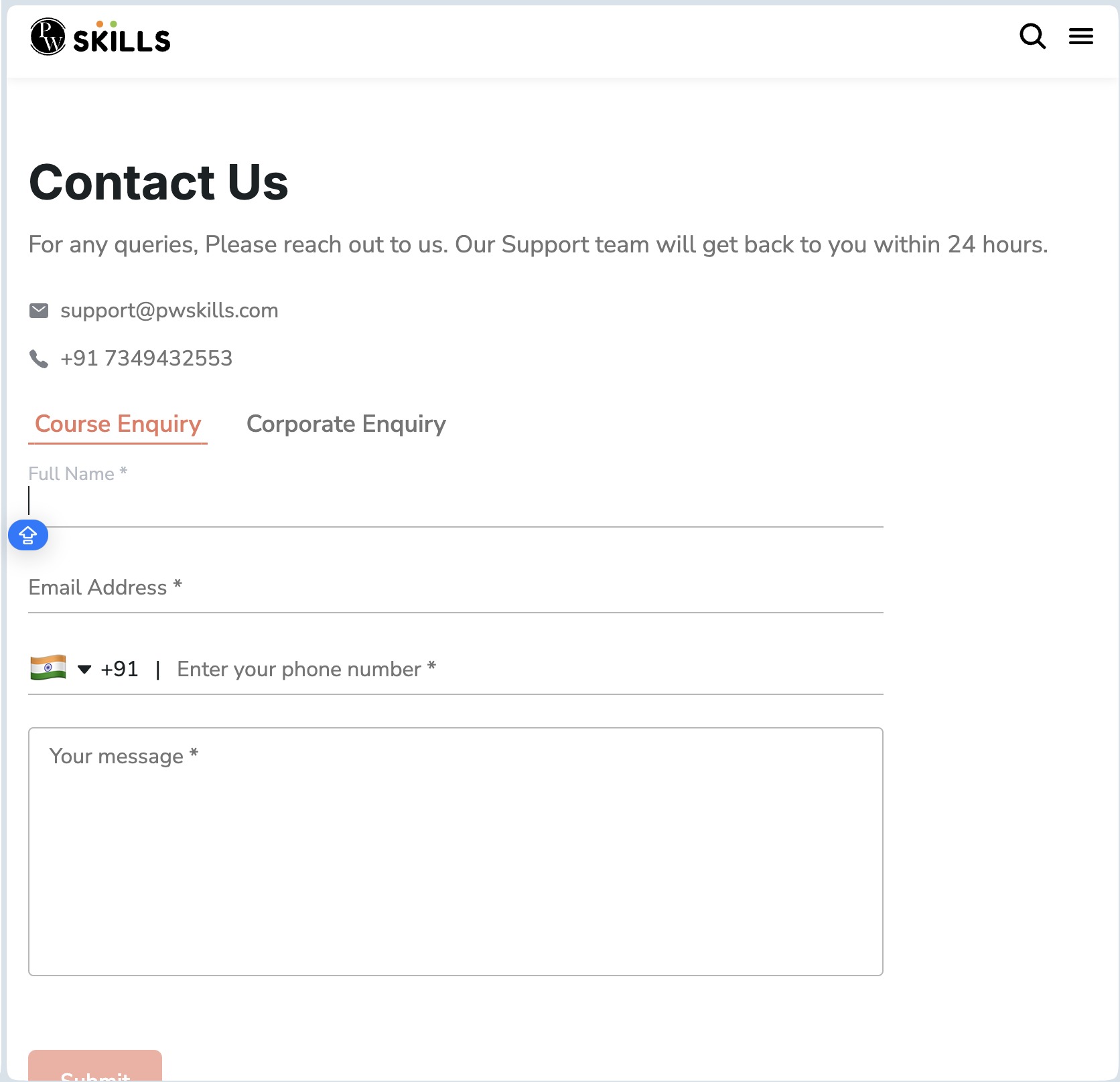Contact us page html